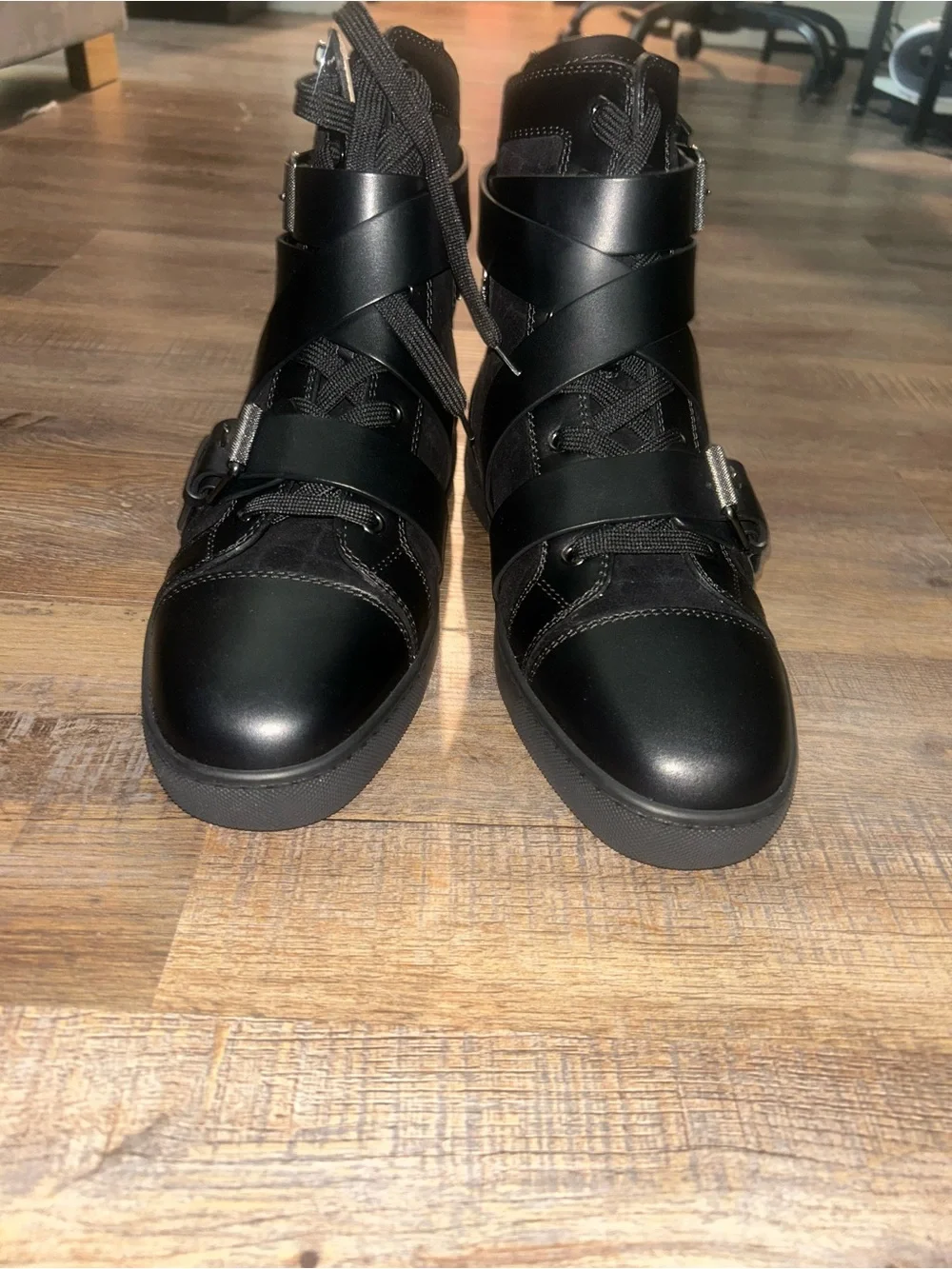 Men’s Black Strappy High-Top Sneakers